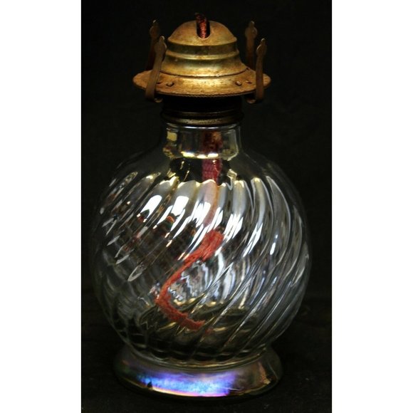 VTG Hurricane Lantern Clear Twist Round Sphere Oil Lamp - Picture 2 of 9